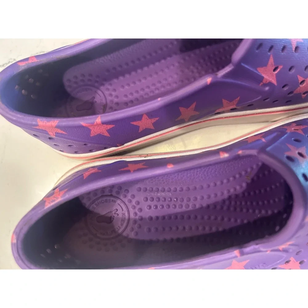 Native‎ Jefferson Sneakers Purple Pink Star Print Slip On Water Shoes Kids J3